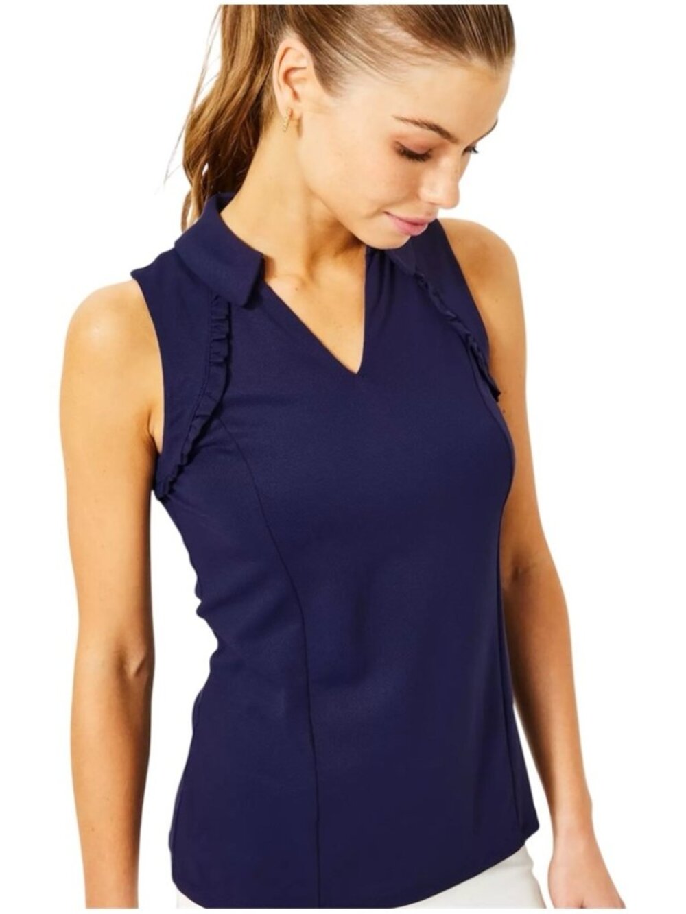 Lilly Pulitzer Polo Top Women’s Size Small Navy Luxletic‎ Martina Sleeveless